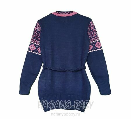 Вязаный джемпер - туника SEREN gul арт: 7033, 5-9 лет, 10-15 лет, цвет темно-синий, оптом Турция