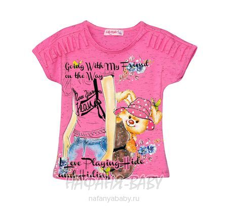 Детская футболка LILY Kids арт: 3519, цвет малиновый меланж, оптом Турция