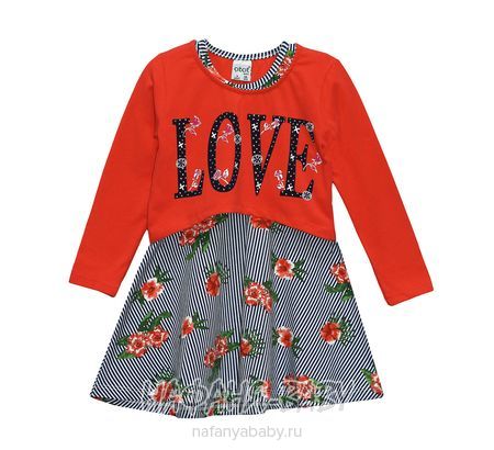 Детское трикотажное платье + болеро Cit Cit арт: 7223, 1-4 года, 5-9 лет, цвет коралловый, оптом Турция