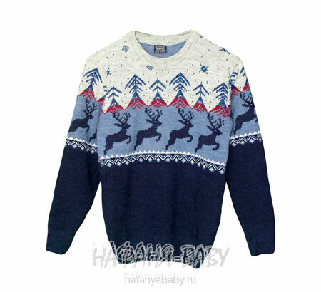 Вязаный джемпер CORPORALS арт: 7575, 10-15 лет, цвет серый с темно-синим, оптом Турция