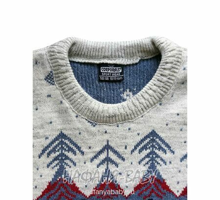 Вязаный джемпер CORPORALS арт: 7575, 10-15 лет, цвет серый с темно-синим, оптом Турция