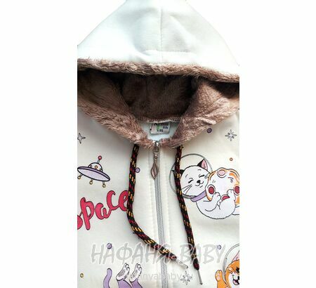 Теплая толстовка с капюшоном для девочки арт: 7910, 1-4 года, цвет кремовый, Турция