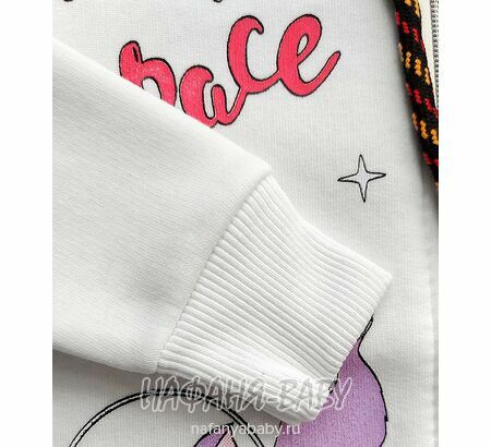 Теплая толстовка с капюшоном для девочки арт: 7910, 1-4 года, цвет кремовый, Турция