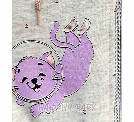 Теплая толстовка с капюшоном для девочки арт: 7910, 1-4 года, футер, цвет серый меланж, Турция, оптом