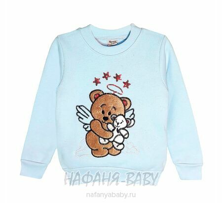 Свитшот для девочки NARMINI Турция, утепленный футер 3 нитки, арт: 8016, 2-8 лет,цвет голубой, оптом Турция