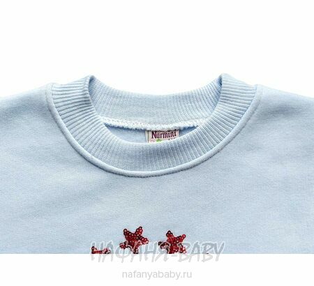 Свитшот для девочки NARMINI Турция, утепленный футер 3 нитки, арт: 8016, 2-8 лет,цвет голубой, оптом Турция