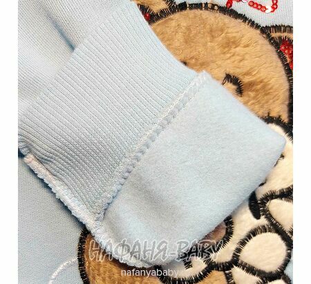 Свитшот для девочки NARMINI Турция, утепленный футер 3 нитки, арт: 8016, 2-8 лет,цвет голубой, оптом Турция