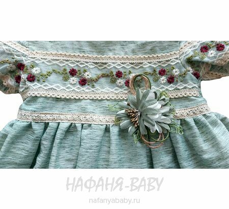 Нарядное платье A.Y.D. арт: 803, 1-4 года, цвет дымчато-зеленый хаки, оптом Турция