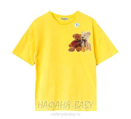 Модная объемная футболка ALG арт: 822711, 10-15 лет, цвет желтый, оптом Турция