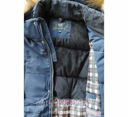 Зимняя куртка для мальчика арт: 9002, от 10 до 16 лет, цвет темно-синий, оптом Китай (Пекин)