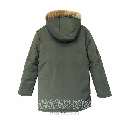 Зимняя куртка для мальчика арт: 9002, от 10 до 16 лет, цвет темно-зеленый хаки, оптом Китай (Пекин)
