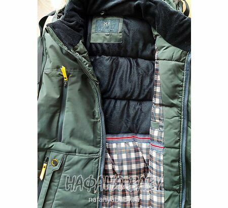 Зимняя куртка для мальчика арт: 9002, от 10 до 16 лет, цвет темно-зеленый хаки, оптом Китай (Пекин)