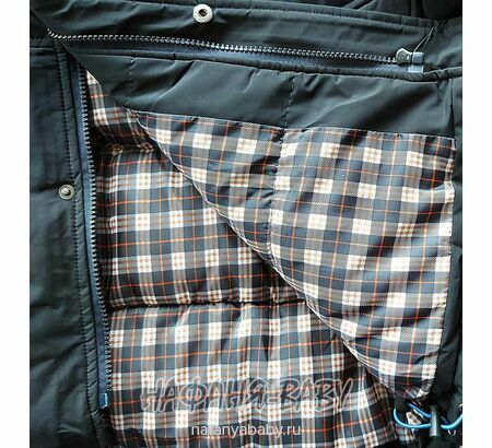 Зимняя куртка для мальчика арт: 9002, от 10 до 16 лет, цвет темно-зеленый хаки, оптом Китай (Пекин)