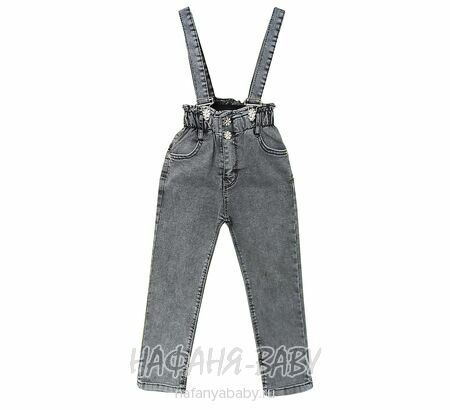 Купить джинсы на лямках TATI Jeans арт: 9602 для девочки 7-12 лет, цвет черный, оптом Турция