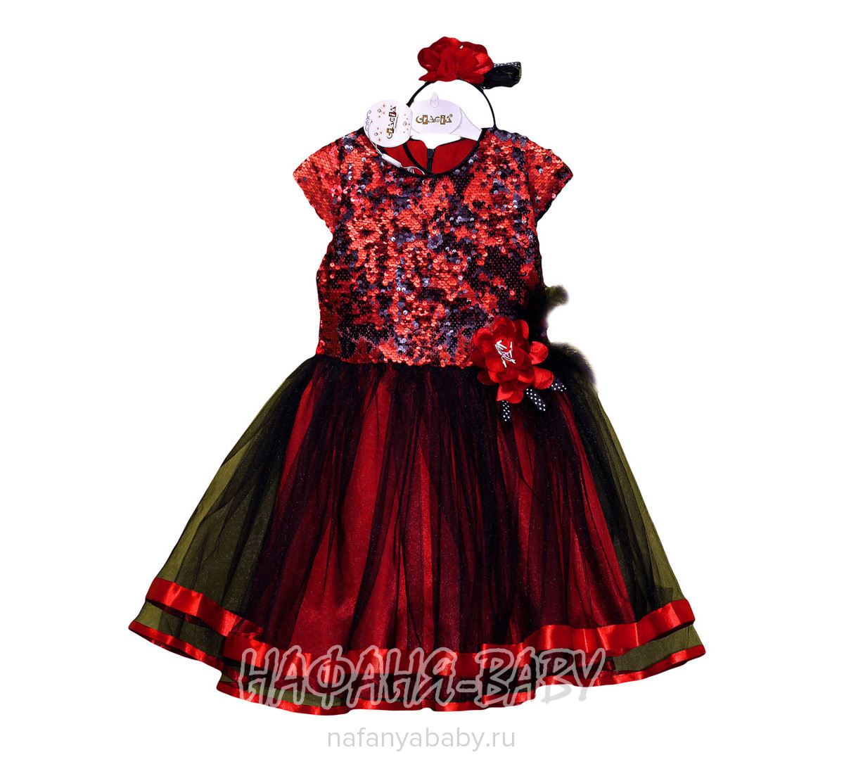 Детское нарядное платье + ободок CREMIX арт: 0824, 5-9 лет, оптом Турция