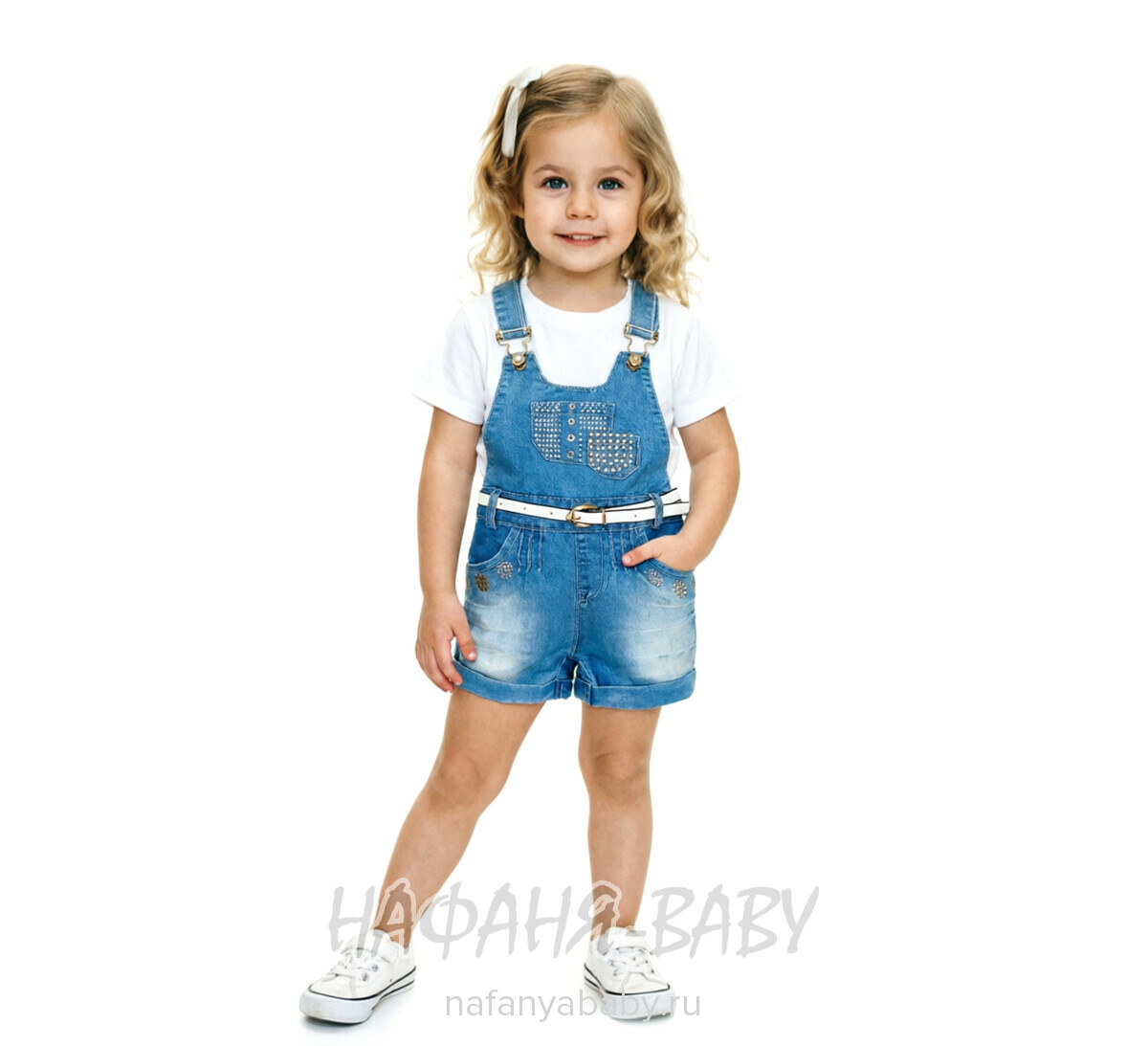 Детский джинсовый комбинезон-шорты арт: 10312 для девочки 2 года,Турция, купить в интернет магазине Нафаня 