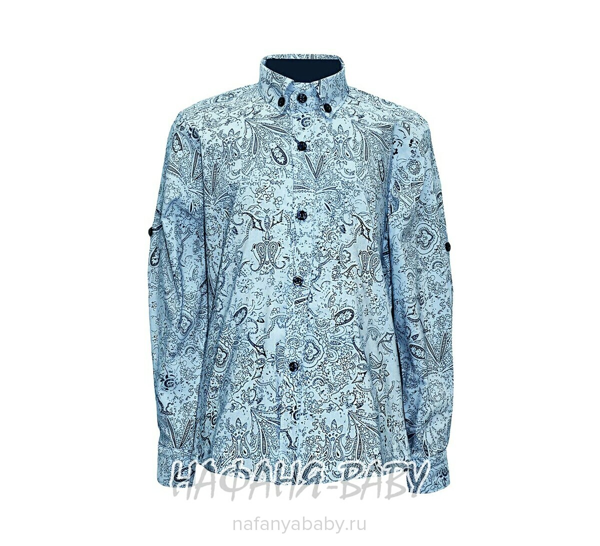 Рубашка с длинным рукавом DADDY BOY арт: 1071, 5-9 лет, цвет серо-голубой, оптом Турция