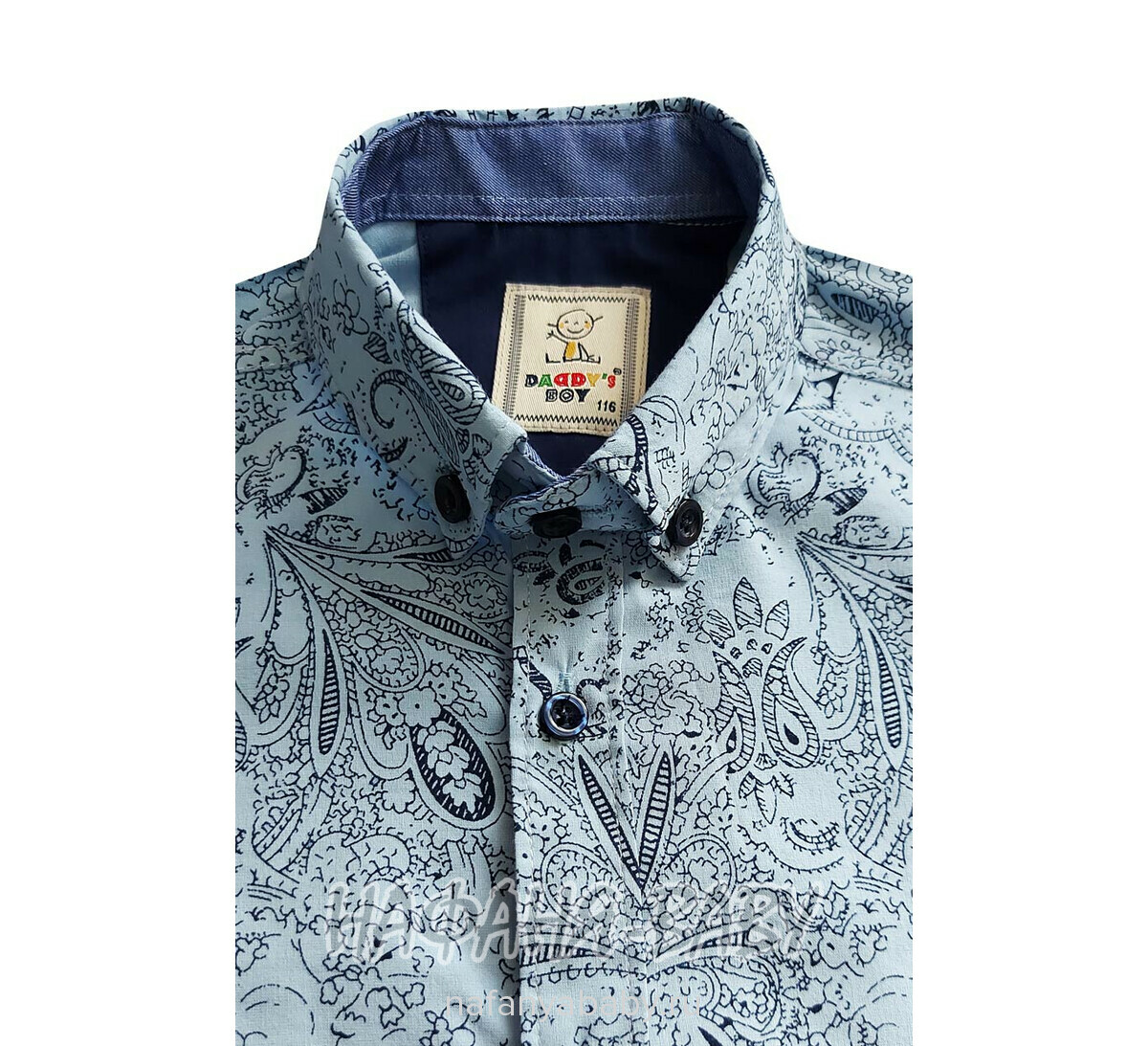 Рубашка с длинным рукавом DADDY BOY арт: 1071, 5-9 лет, цвет серо-голубой, оптом Турция