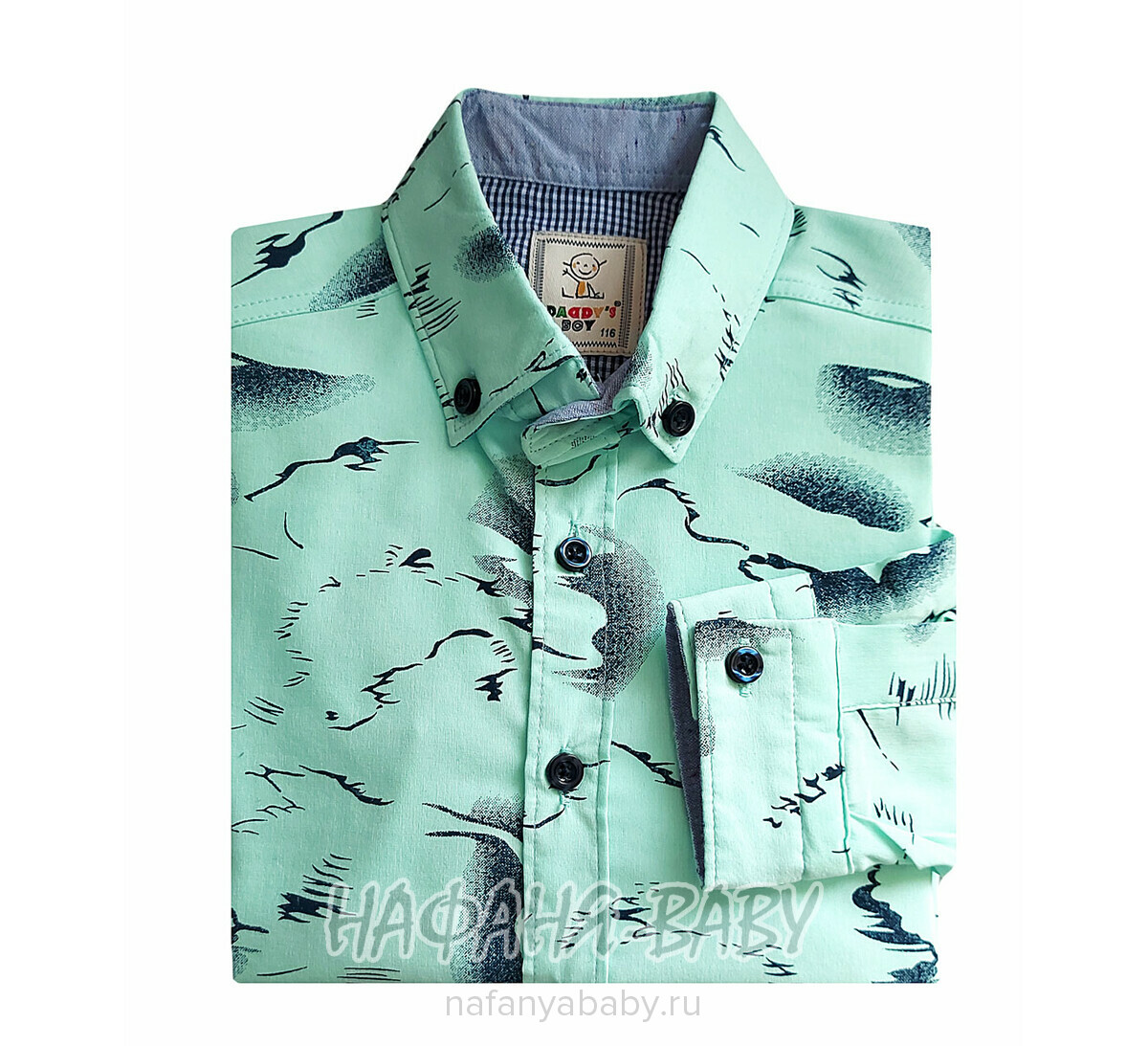 Рубашка с длинным рукавом DADDY BOY арт: 1073-1, 10-15 лет, цвет св.бирюзовый, оптом Турция