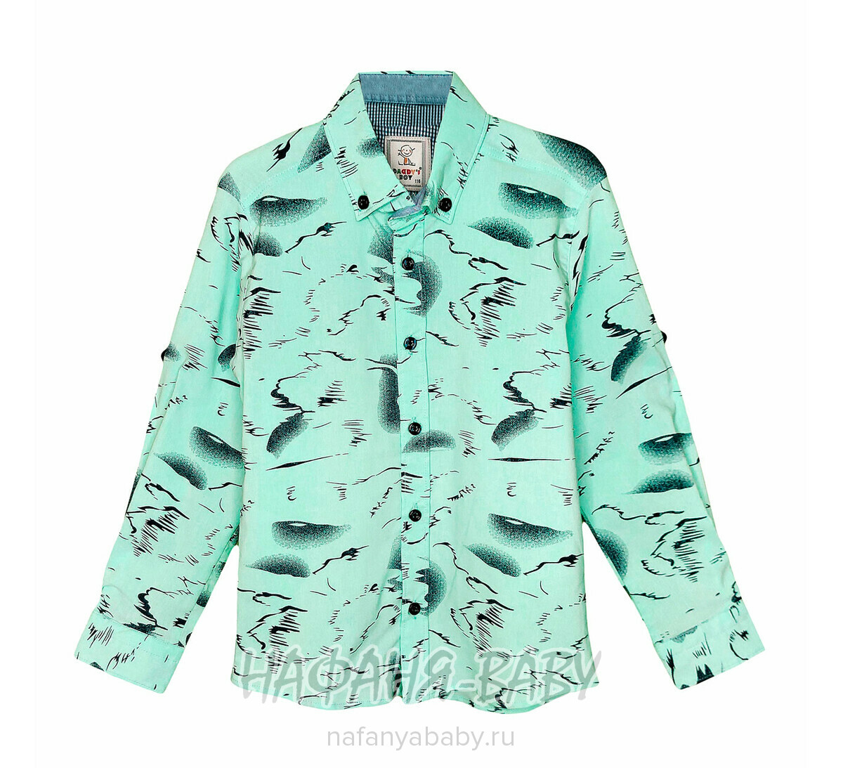 Рубашка с длинным рукавом DADDY BOY арт: 1073-1, 10-15 лет, цвет св.бирюзовый, оптом Турция