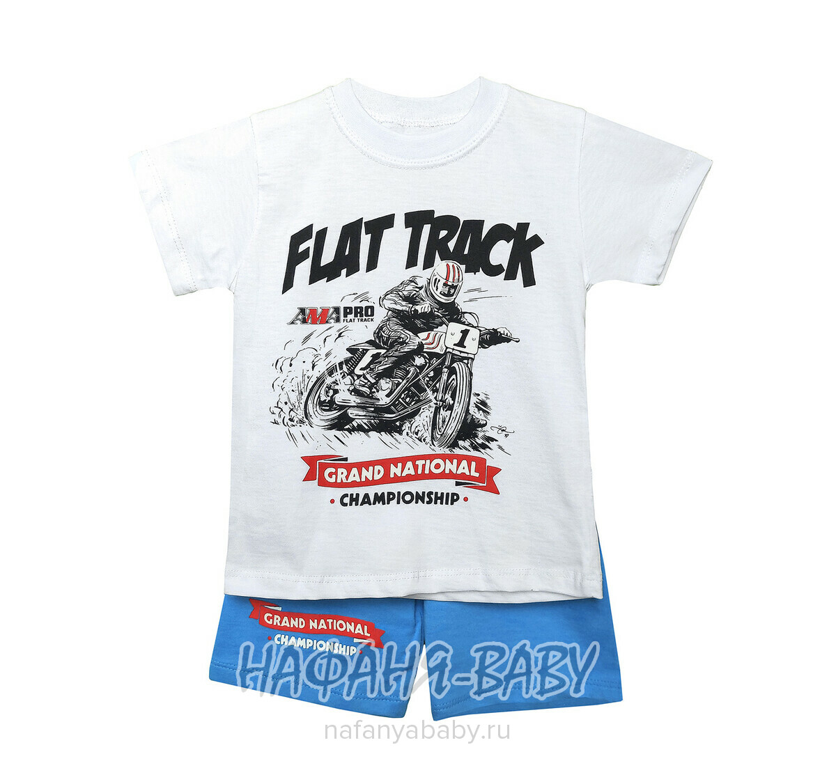 Детский костюм (футболка+шорты) SALLY арт: 1094, 5-9 лет, 1-4 года, цвет белый с голубым, оптом Турция