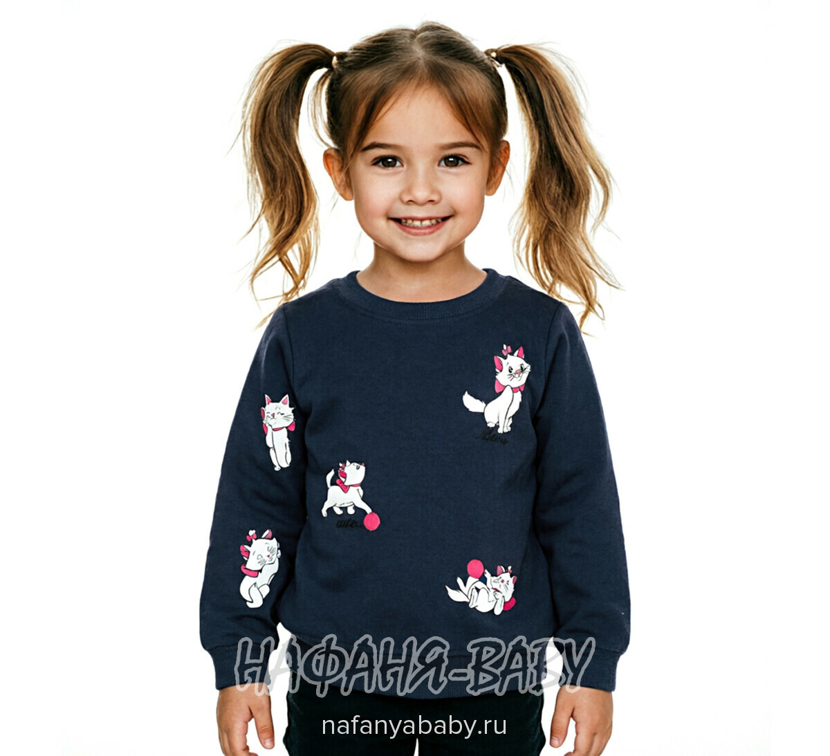 Детский утепленный свитшот ROYA Турция для девочки арт: 11052, 1-4 года, оптом, цвет темно-синий