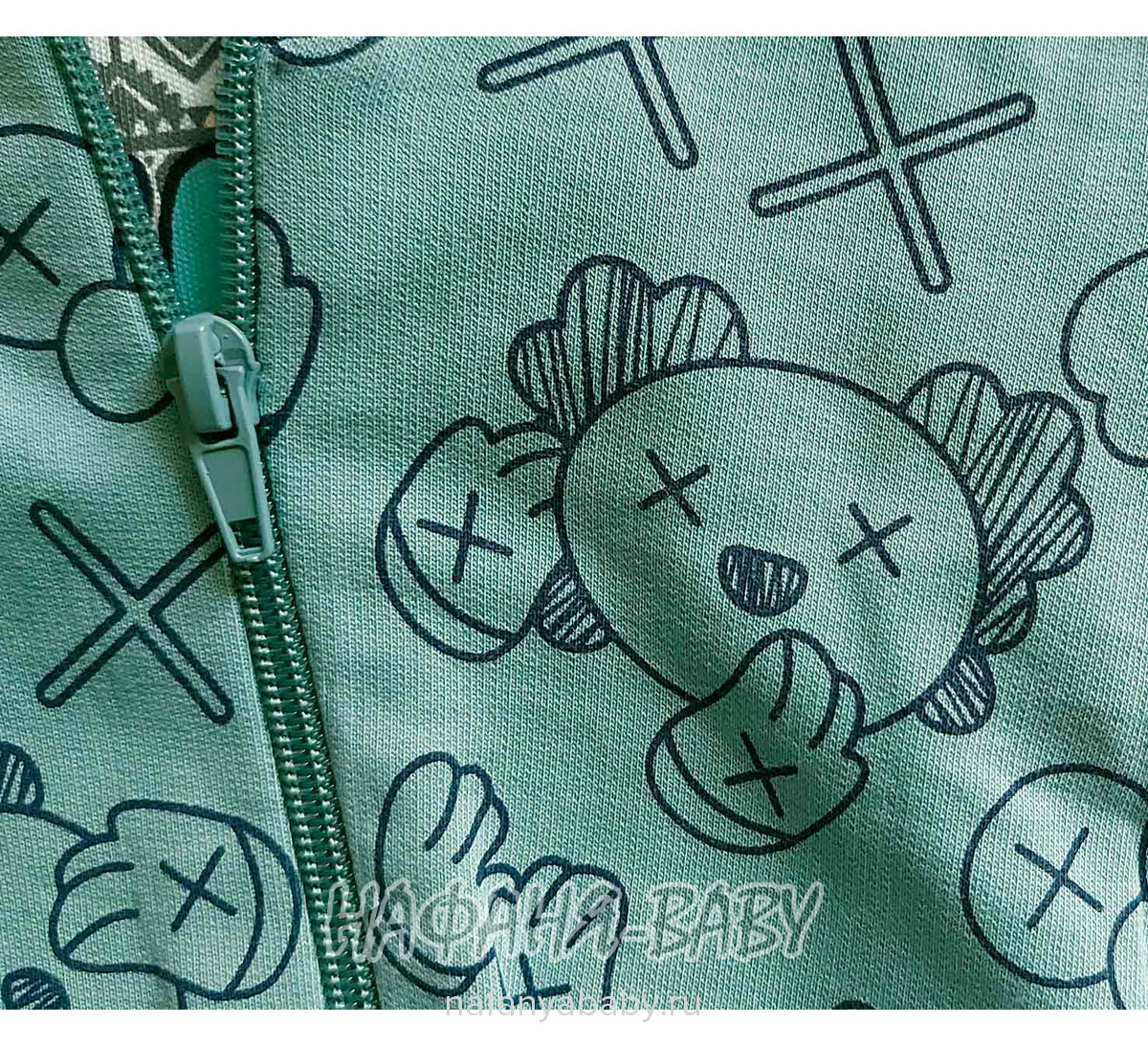 Детский костюм 3 в1 Happy Baby арт. 12021 от 6 до 18 мес, цвет дымчатый хаки, оптом Турция
