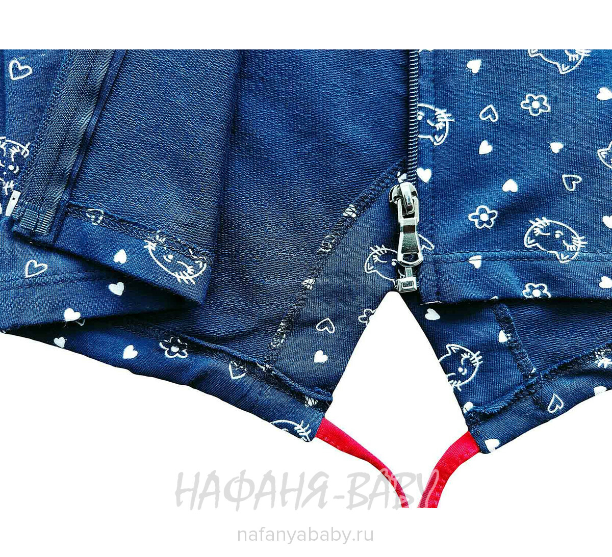 Детская толстовка - худи с капюшоном BARMY арт.1268 для девочки от 2 до 6 лет, цвет темно-синий, оптом Турция