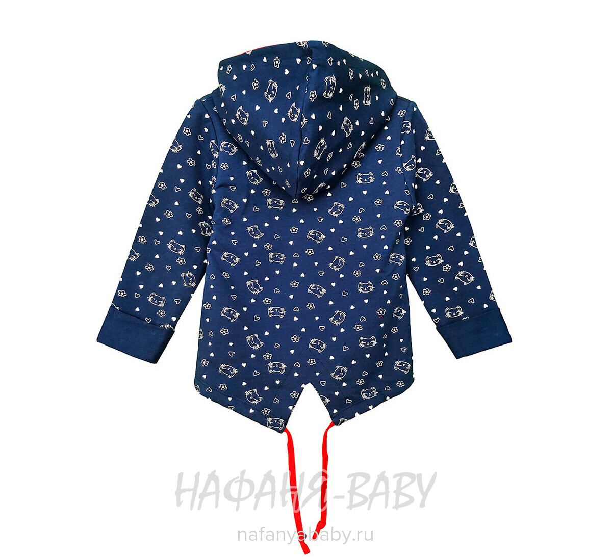 Детская толстовка - худи с капюшоном BARMY арт.1268 для девочки от 2 до 6 лет, цвет темно-синий, оптом Турция