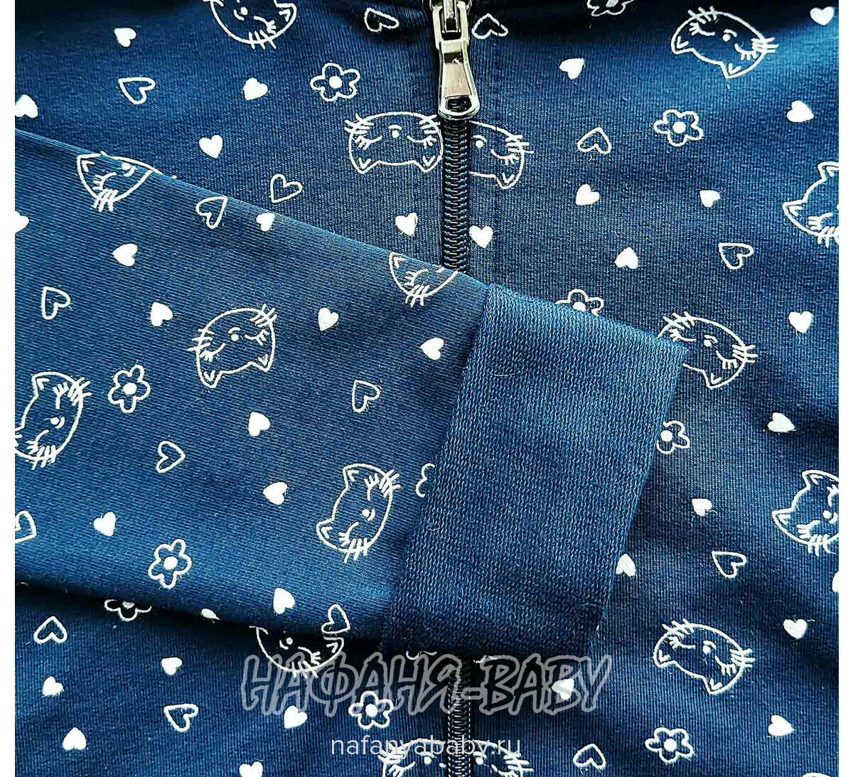 Детская толстовка - худи с капюшоном BARMY арт.1268 для девочки от 2 до 6 лет, цвет темно-синий, оптом Турция