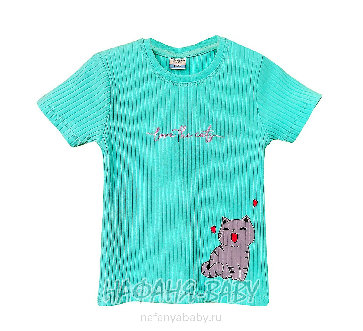 Детская футболка Con Con арт. 16369 для девочки 2-6 лет, цвет бирюзовый, оптом Турция
