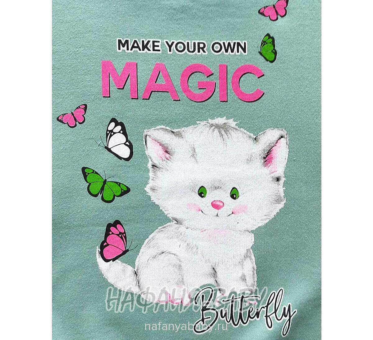 Купить утепленный свитшот для девочки арт.1892, 1-4 года, Con-Con (Турция), цвет дымчато-зеленый хаки