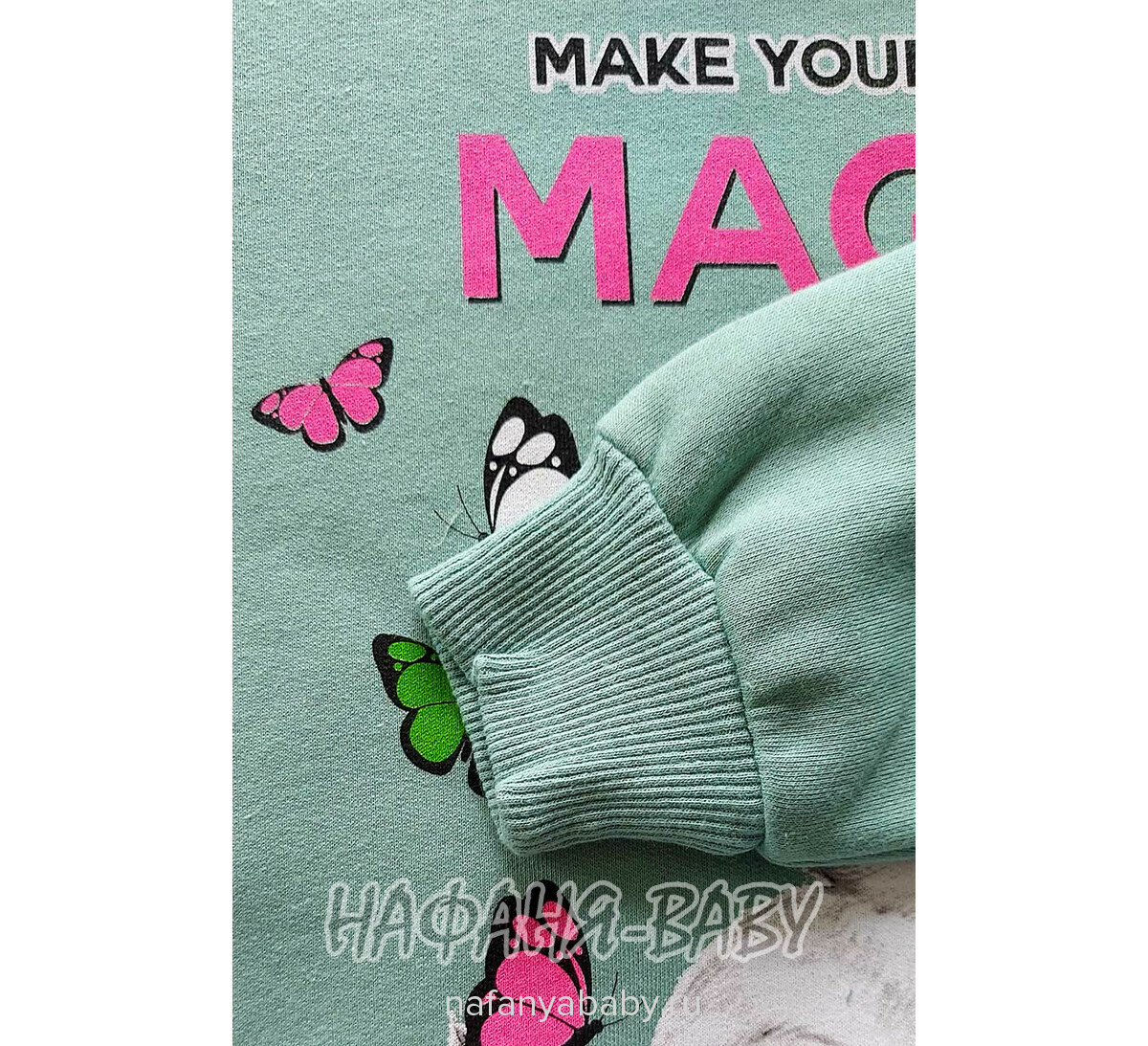 Купить утепленный свитшот для девочки арт.1892, 1-4 года, Con-Con (Турция), цвет дымчато-зеленый хаки