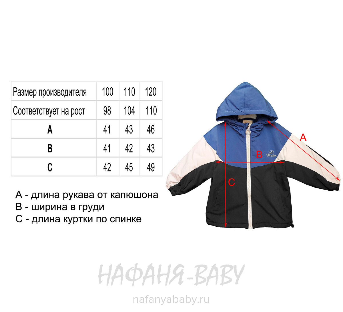 Детская демисезонная куртка W.G.J. арт: 1966, 5-9 лет, 1-4 года, цвет синий с черным, оптом Китай (Пекин)