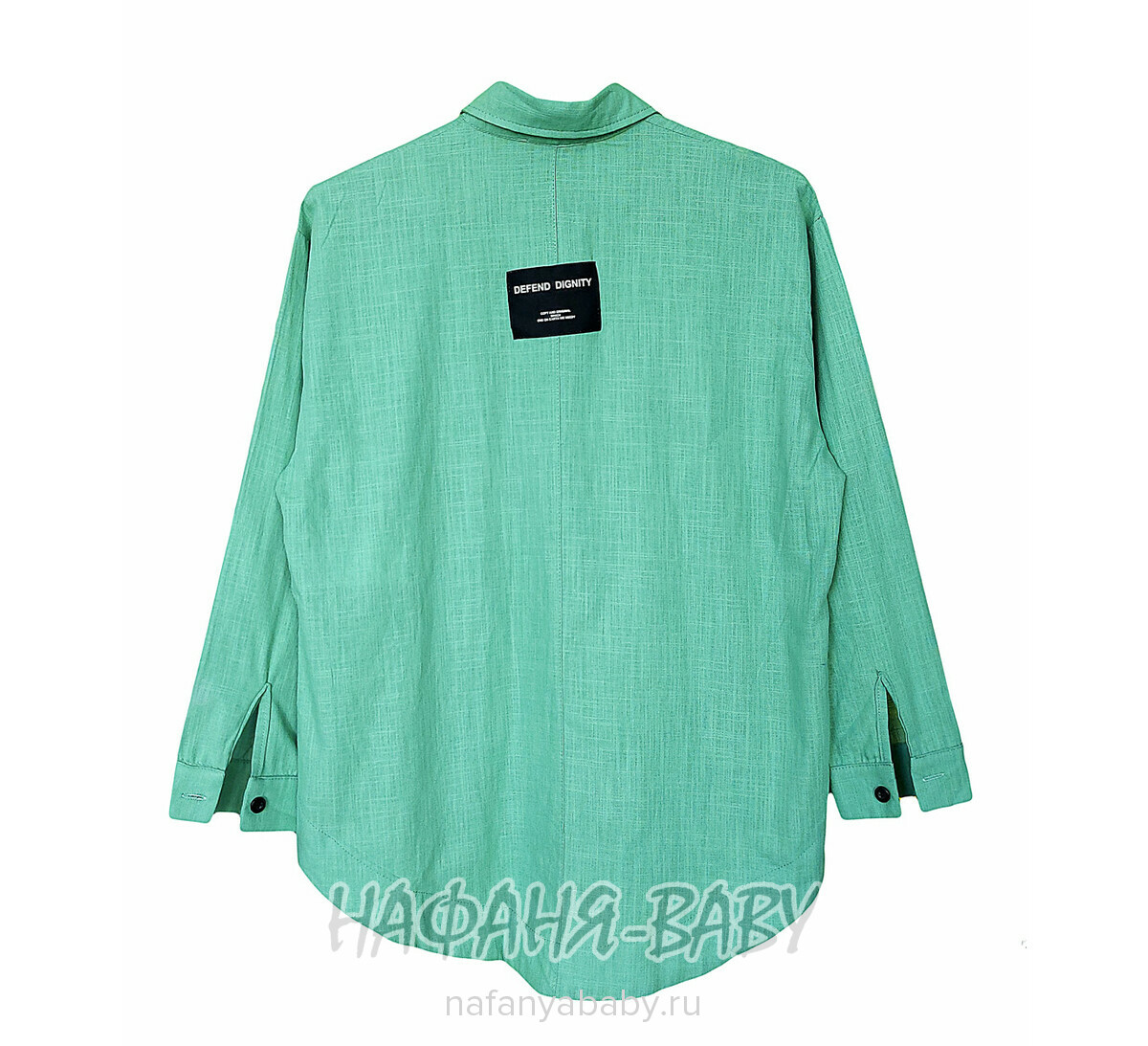Модная летняя рубашка TK арт: 1968, 5-9 лет, 10-15 лет, цвет дымчато-зеленый хаки, оптом Турция