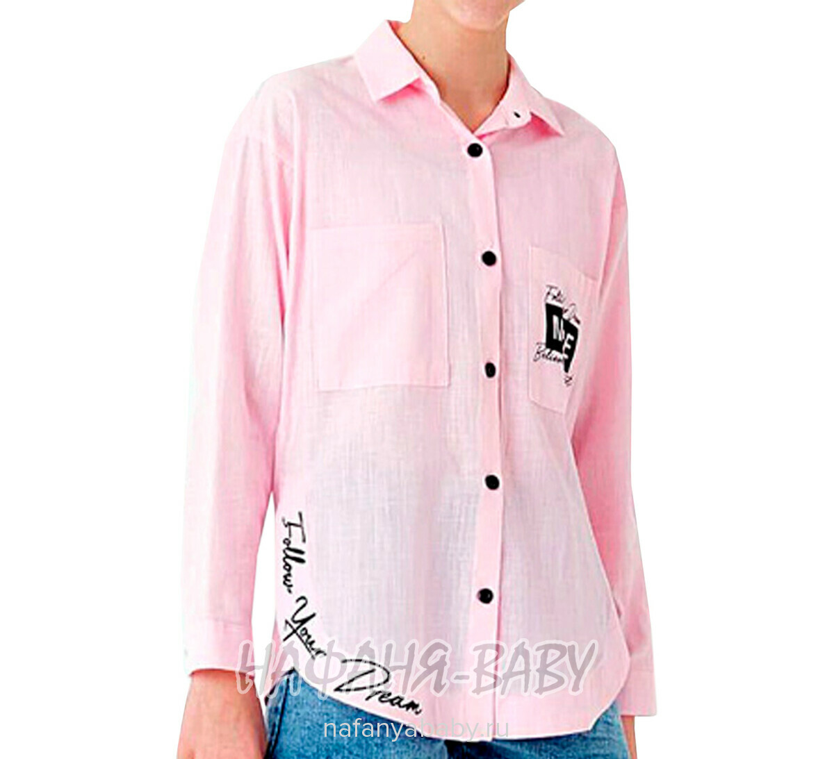 Модная летняя рубашка ANGELOS арт: 1968, 5-9 лет, 10-15 лет, цвет розовый, оптом Турция