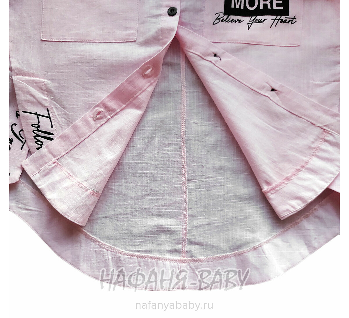 Модная летняя рубашка ANGELOS арт: 1968, 5-9 лет, 10-15 лет, цвет розовый, оптом Турция