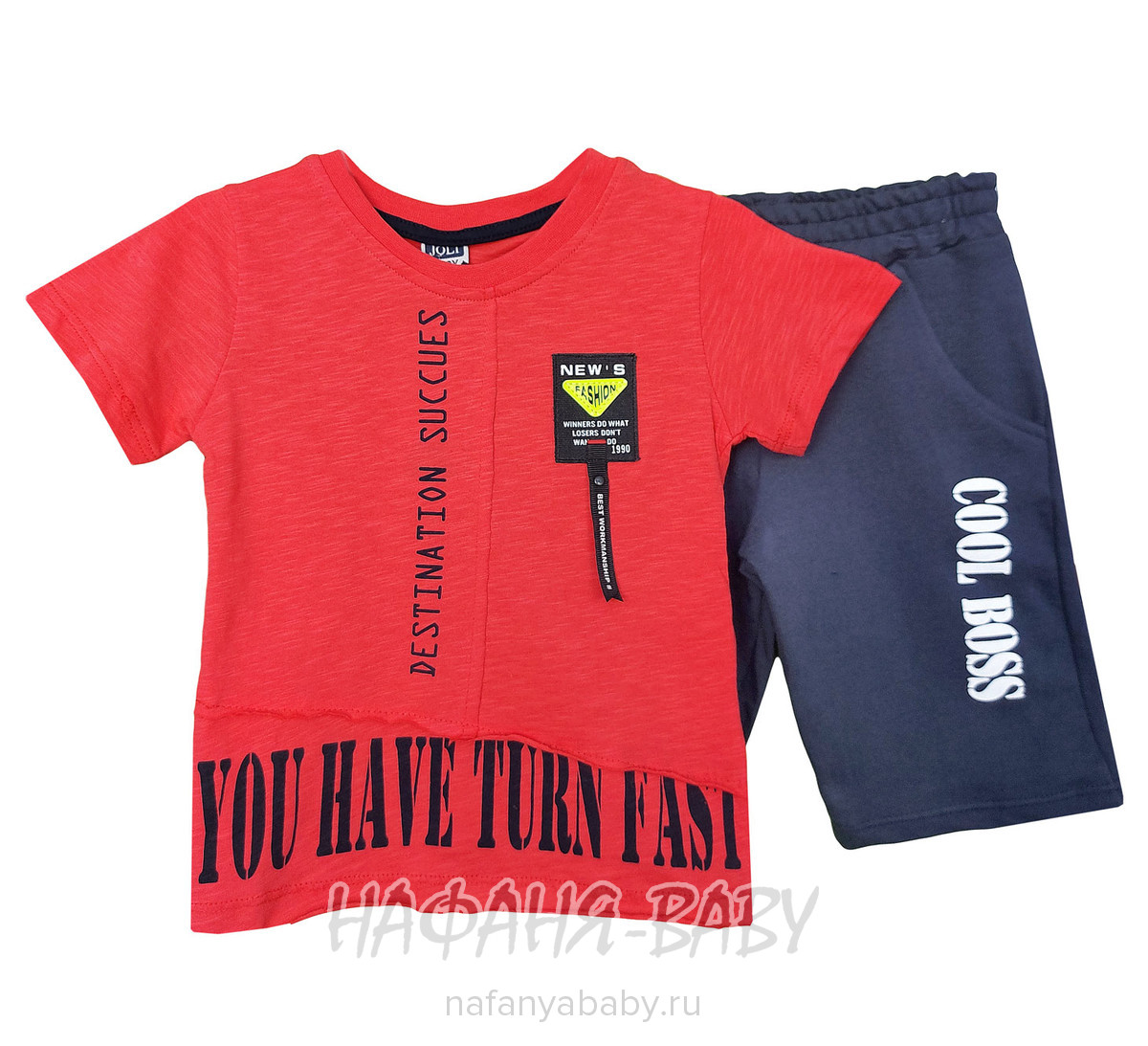 Детский костюм (футболка+шорты) JOLI арт: 1978, 5-9 лет, 1-4 года, цвет красный, оптом Турция