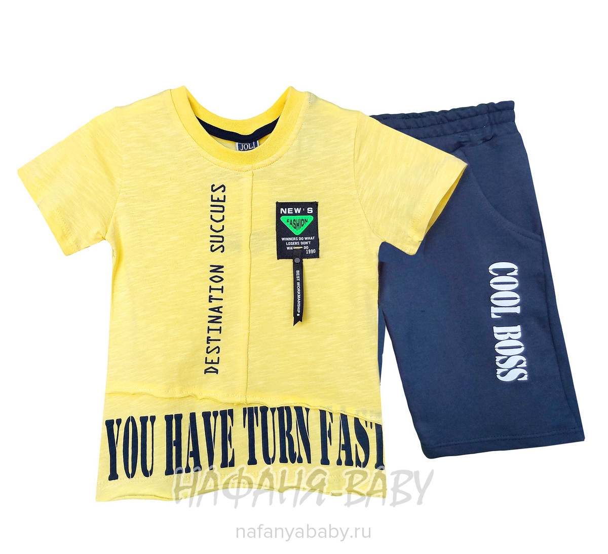 Детский костюм (футболка+шорты) JOLI арт: 1978, 5-9 лет, 1-4 года, цвет желтый, оптом Турция