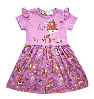Платье детское TK арт: 2012, 1-4 года, 5-9 лет, цвет сиреневый, оптом Турция