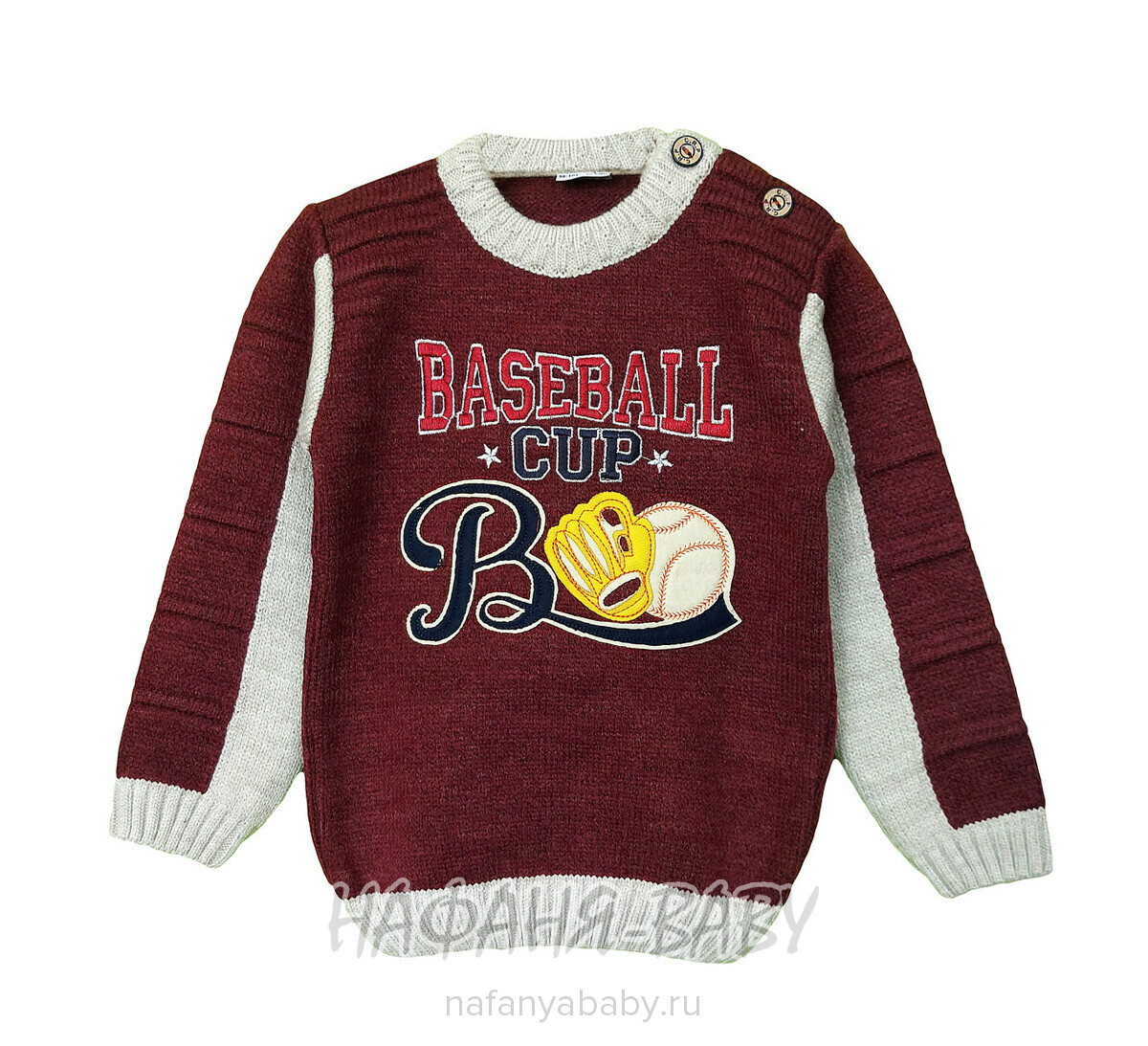 Вязанный джемпер для мальчика CORPI арт: 2040, 1-4 года, цвет бордовый, оптом Турция