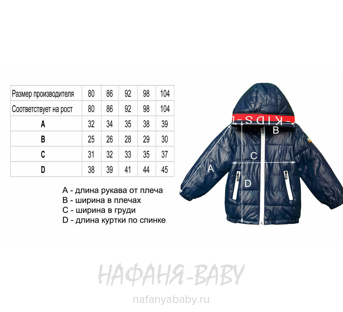 Детская демисезонная куртка DELFIN-FREE арт: 2153, 1-4 года, цвет темно-синий, оптом Китай (Пекин)