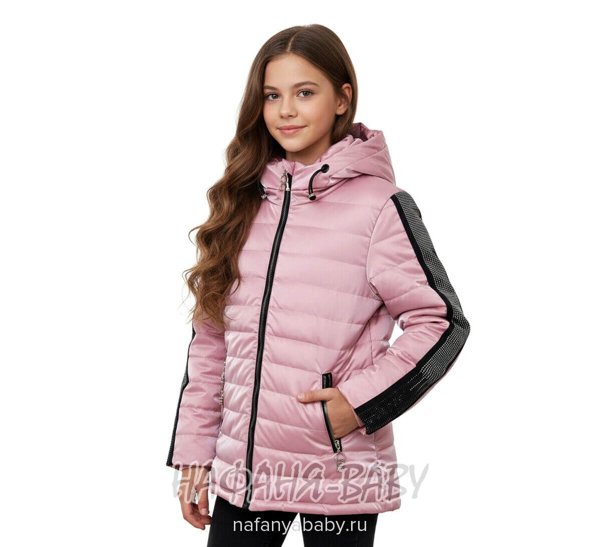 Купить оптом демисезонную куртку DELFIN-FREE, био-пух, арт: 2191, 10-15 лет, для девочки, цвет чайная роза.