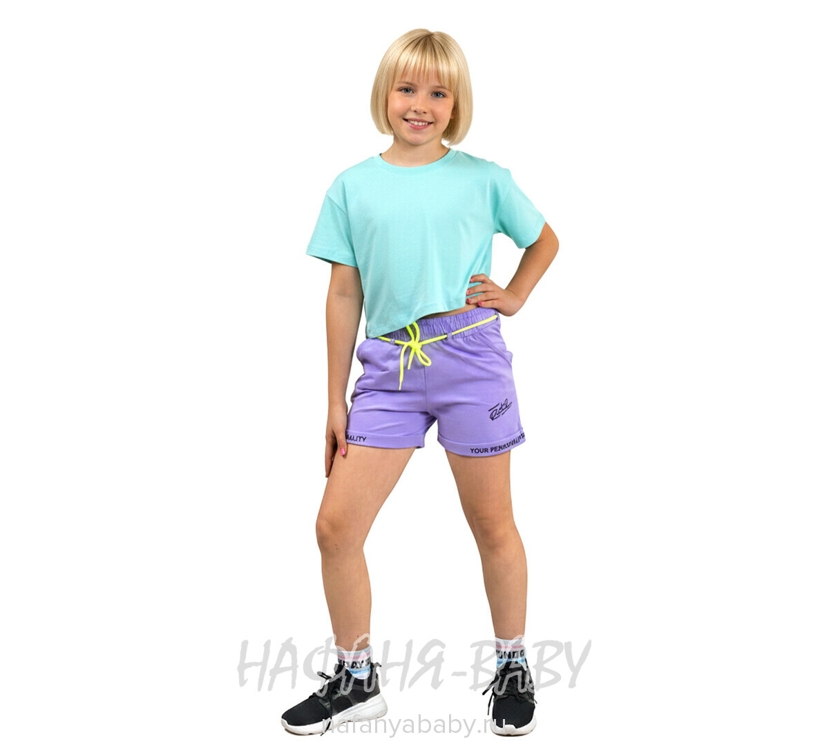 Трикотажные шорты BENINI арт: 2196, 10-15 лет, цвет сиреневый, оптом Турция