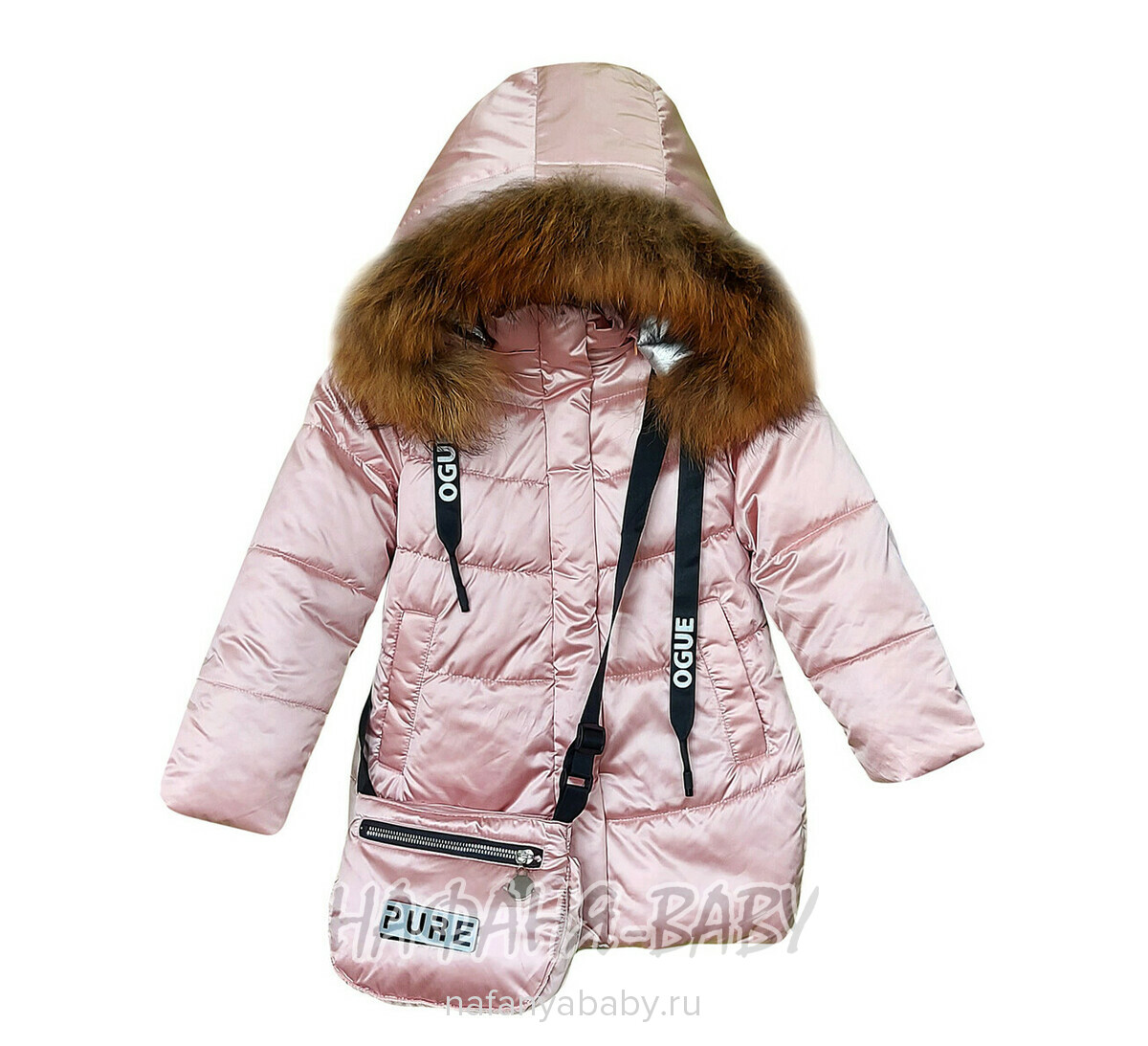 Зимняя удлиненная куртка DELFIN-FREE арт: 2207, 1-4 года, 5-9 лет, цвет розовый, оптом Китай (Пекин)