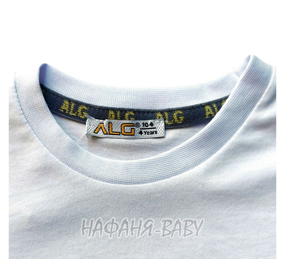 Детская футболка ALG арт: 222614, 1-4 года, 5-9 лет, цвет белый, оптом Турция