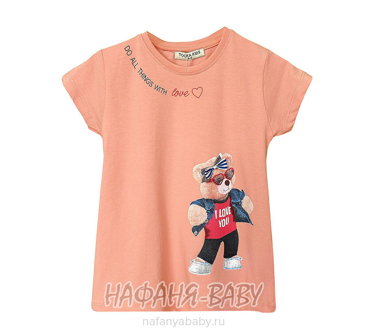 Детская футболка TK арт: 2241, 3-4 года, цвет персиковый, оптом Турция