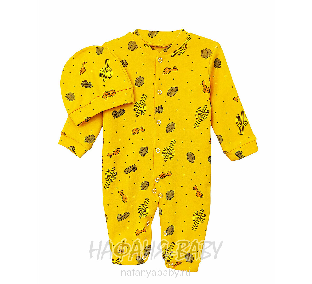 Комбинезон + шапочка для новорожденных POINT арт.3003, 0-12 мес, цвет желтый, оптом Турция