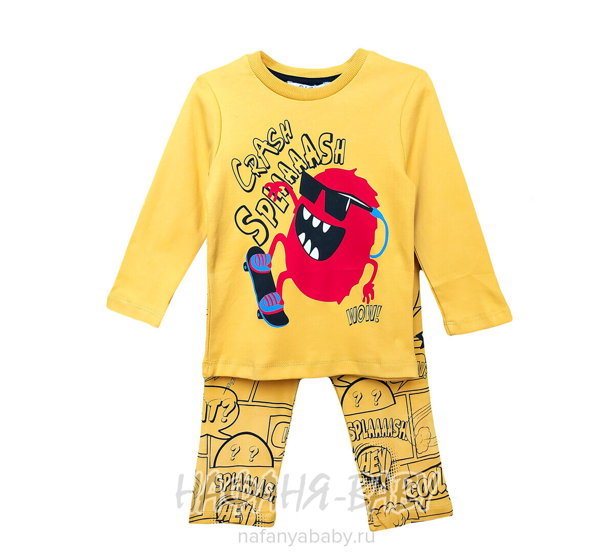 Детская пижама POLI FONI арт: 301, 5-9 лет, 1-4 года, цвет желтый, оптом Турция