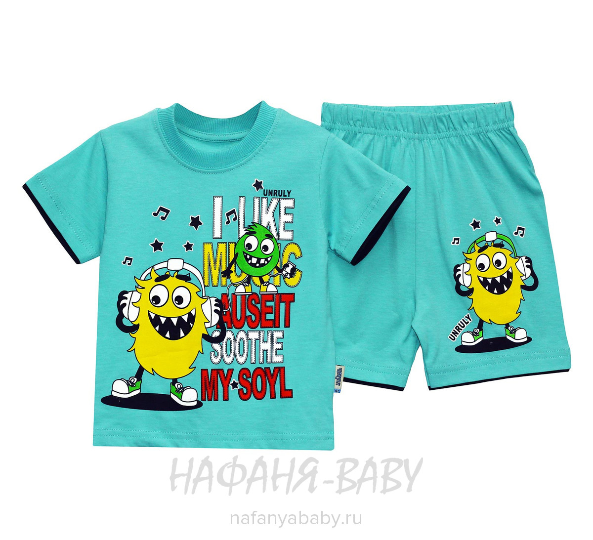 Детский костюм (футболка+шорты) UNRULY арт: 3056, 1-4 года, 5-9 лет, оптом Турция